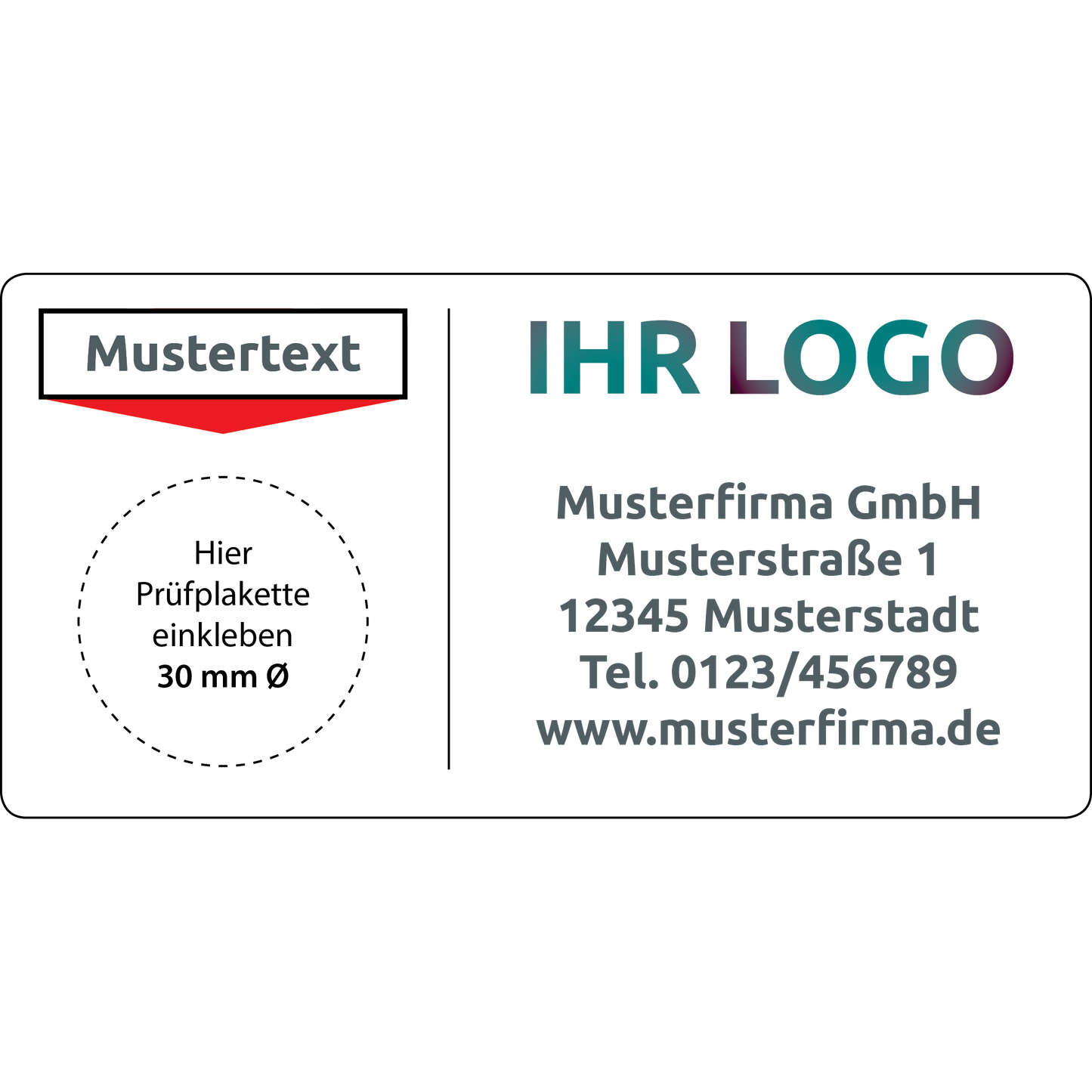 Grundplakette mit Logo Quer Wartungsaufkleber selbst gestalten