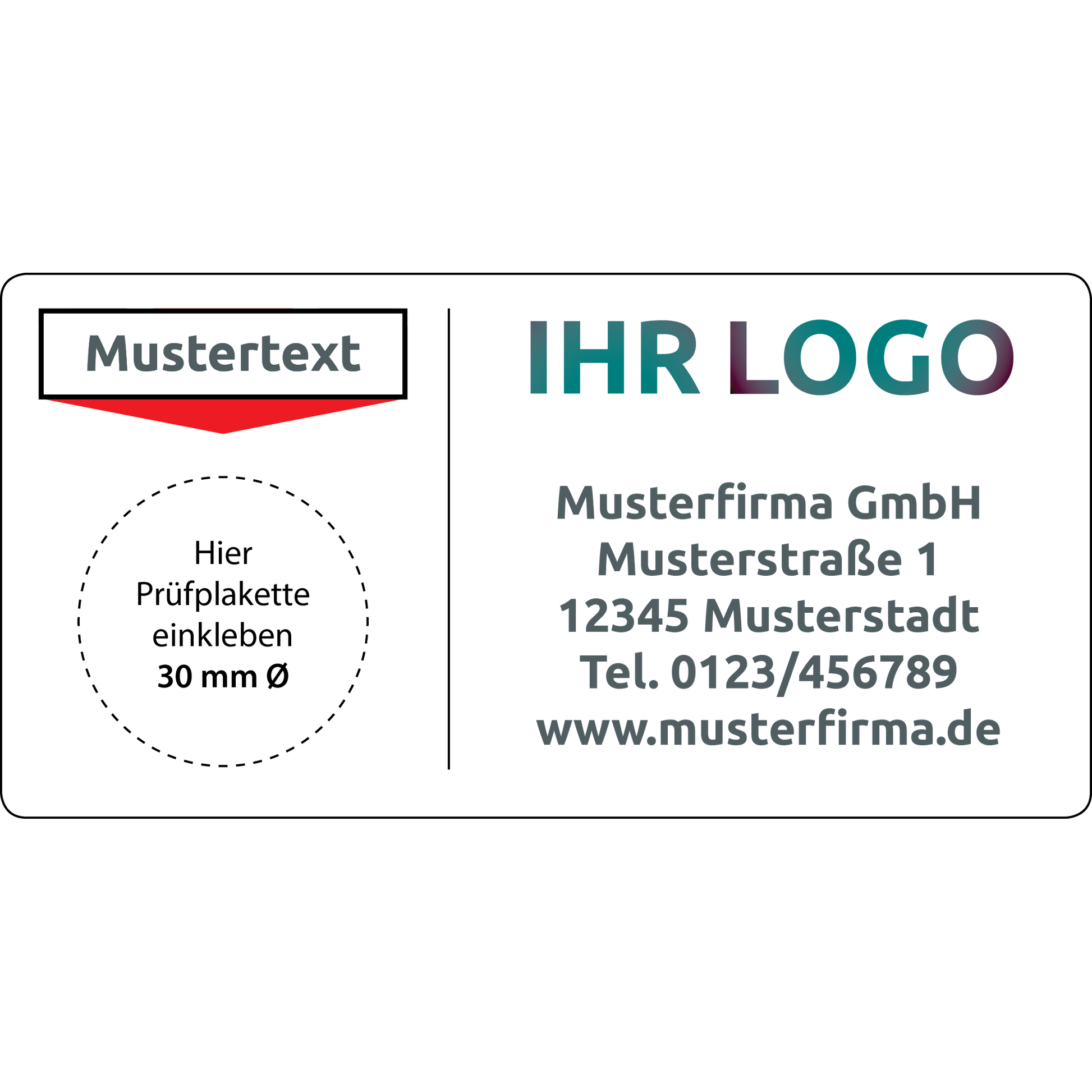 Grundplakette mit Logo Quer Wartungsaufkleber selbst gestalten
