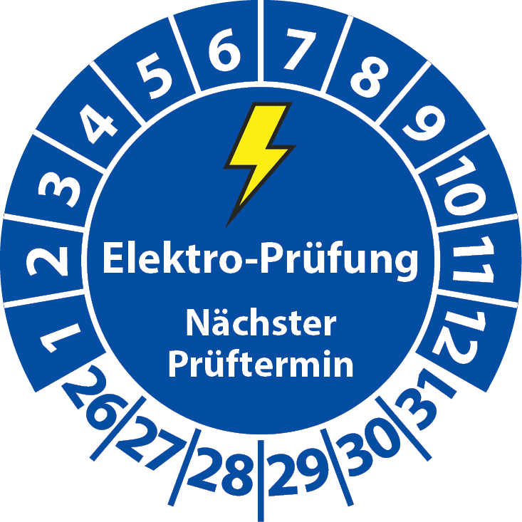 Prüfplaketten Elektro-Prüfung Nächster Prüftermin