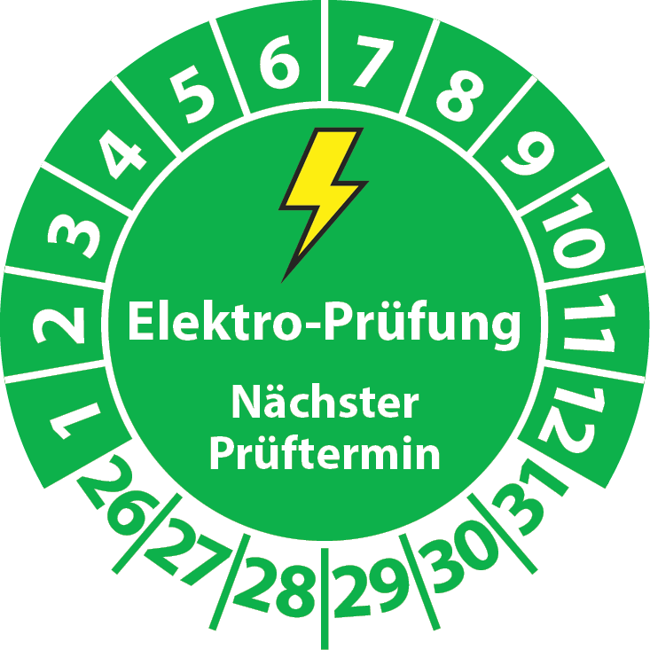 Prüfplaketten Elektro-Prüfung Nächster Prüftermin