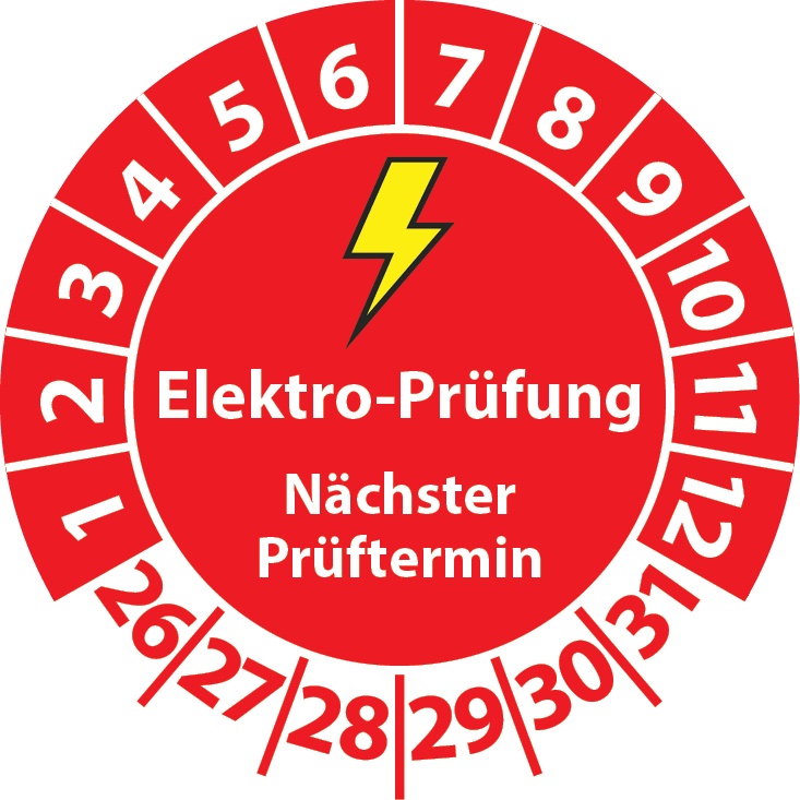 Prüfplaketten Elektro-Prüfung Nächster Prüftermin