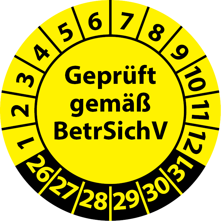 Prüfplaketten Geprüft gemäß BetrSichV