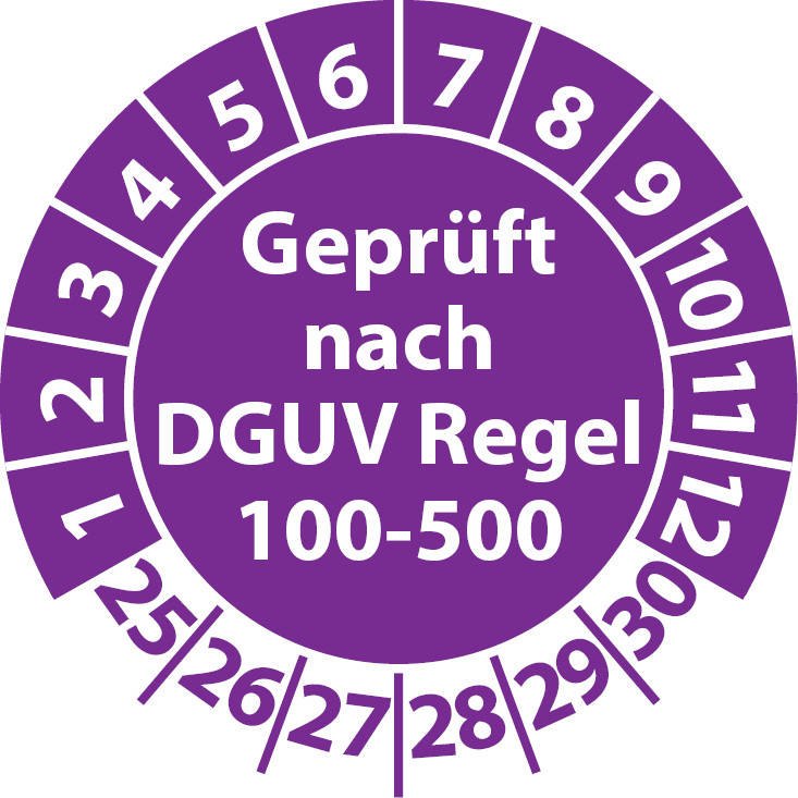 Prüfplaketten Geprüft nach DGUV Regel 100-500