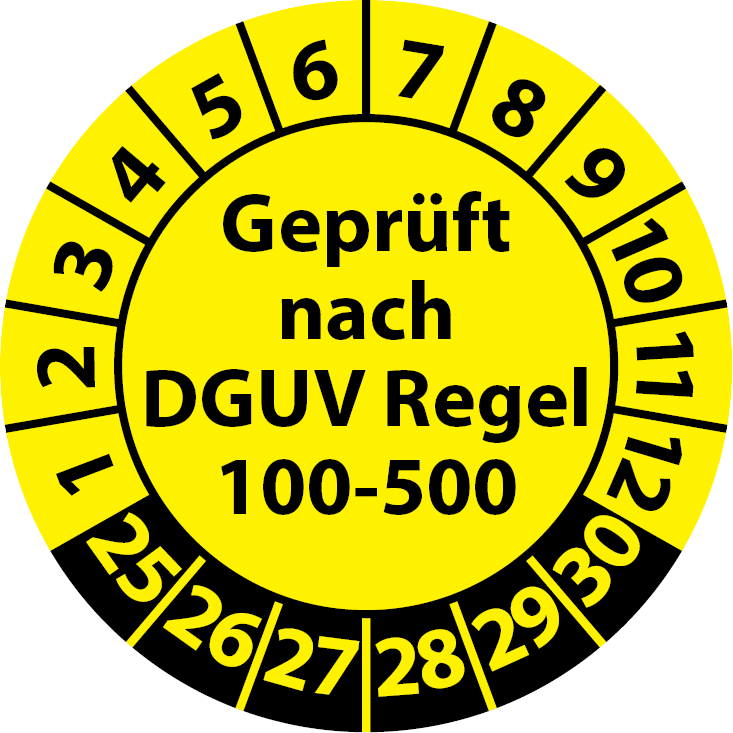 Prüfplaketten Geprüft nach DGUV Regel 100-500