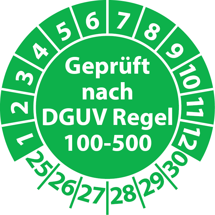 Prüfplaketten Geprüft nach DGUV Regel 100-500