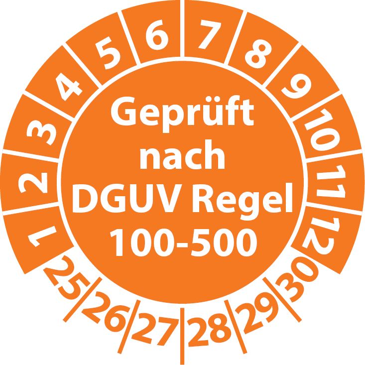 Prüfplaketten Geprüft nach DGUV Regel 100-500
