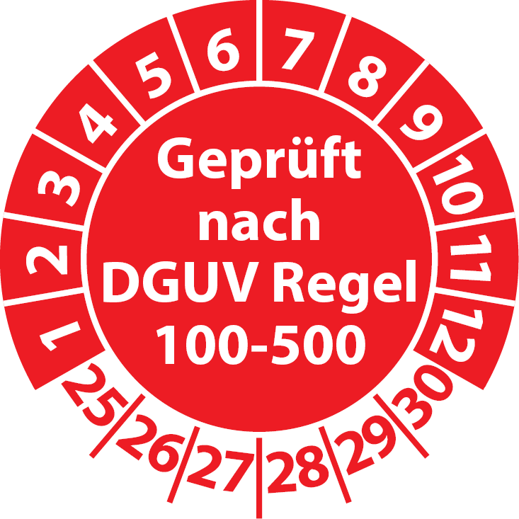 Prüfplaketten Geprüft nach DGUV Regel 100-500