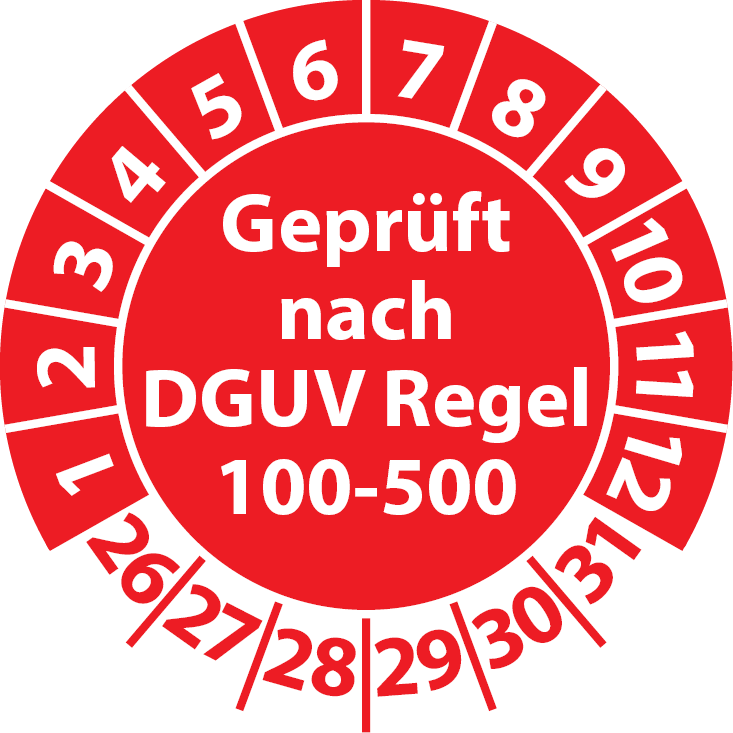 Prüfplaketten Geprüft nach DGUV Regel 100-500