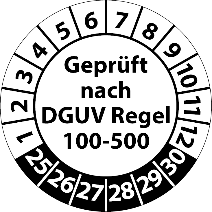 Prüfplakette DGUV Regel 100-500