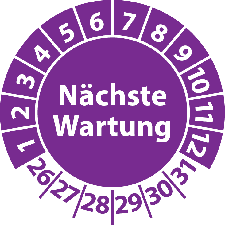 Prüfplaketten Nächste Wartung