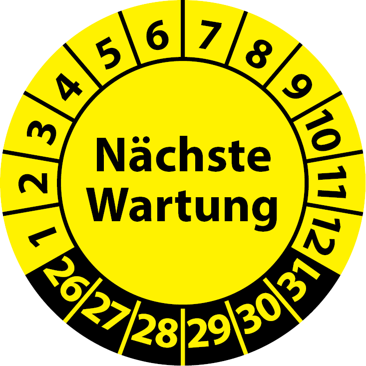 Prüfplaketten Nächste Wartung