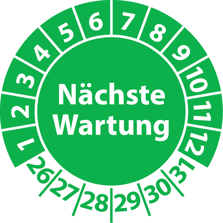 Prüfplaketten Nächste Wartung