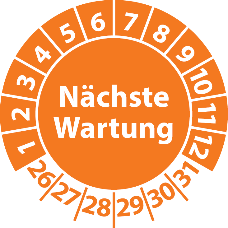 Prüfplaketten Nächste Wartung