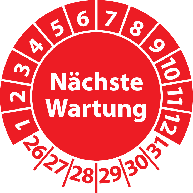 Prüfplaketten Nächste Wartung