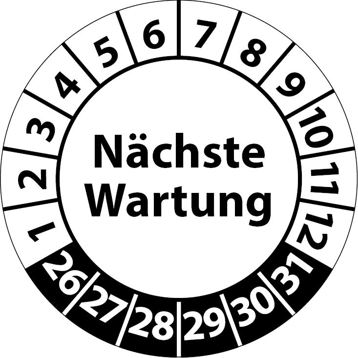 Prüfplaketten Nächste Wartung