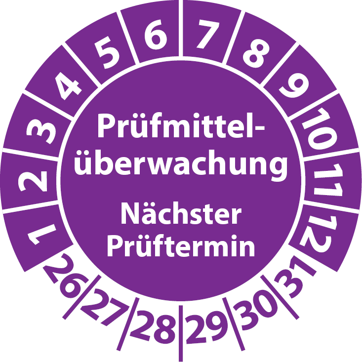 Prüfplaketten Prüfmittelüberwachung