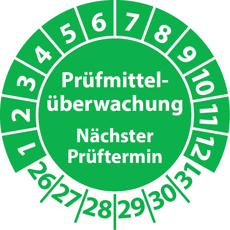 Prüfplaketten Prüfmittelüberwachung