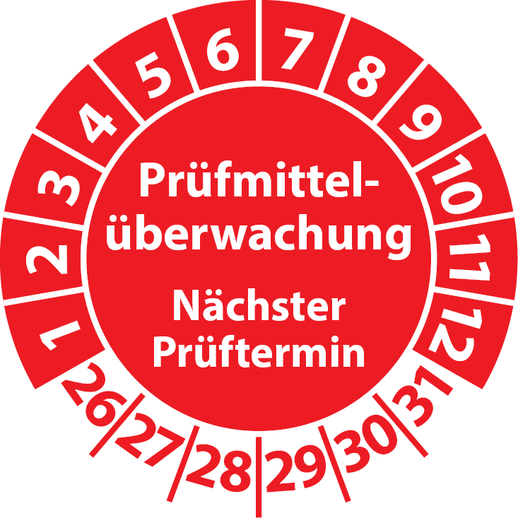 Prüfaufkleber Prüfmittelüberwachung