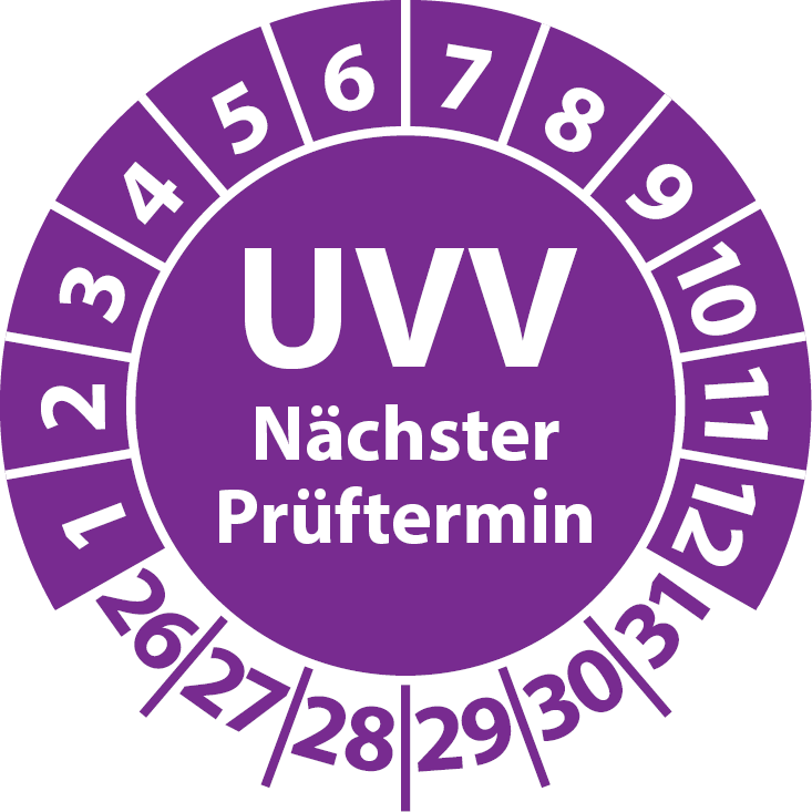 Prüfplaketten UVV Nächster Prüftermin - UVV-Plaketten