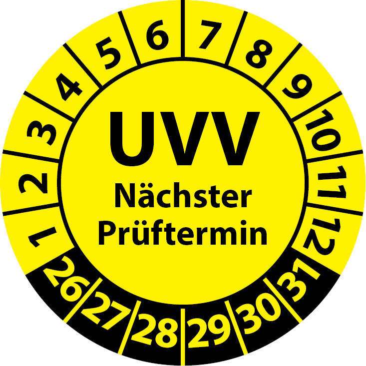 Prüfplaketten UVV Nächster Prüftermin - UVV-Plaketten