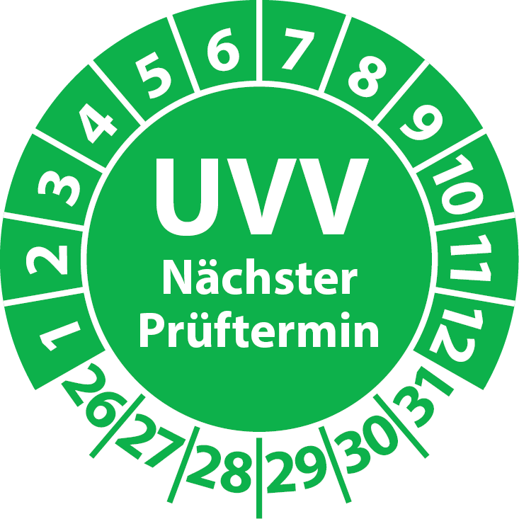 Prüfplaketten UVV Nächster Prüftermin - UVV-Plaketten