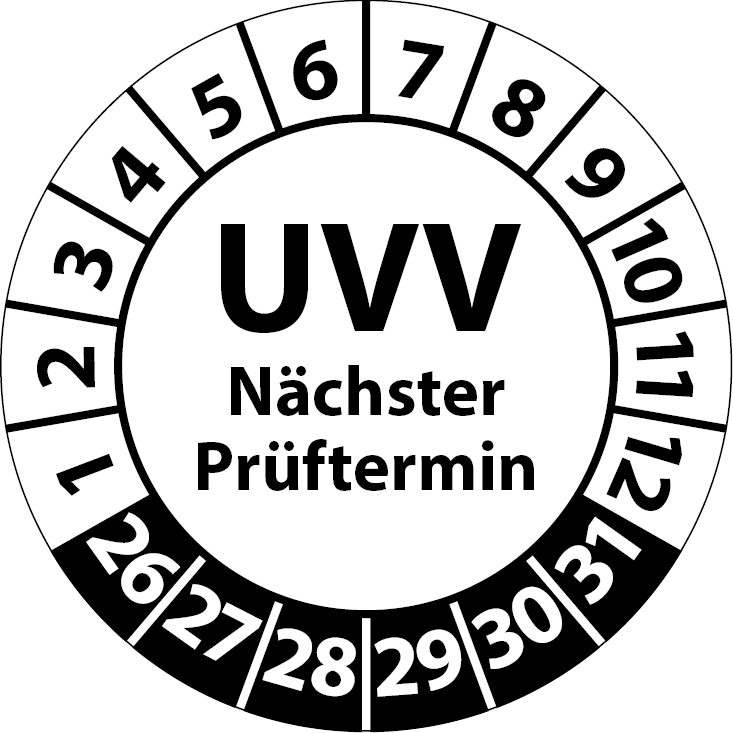 Prüfplaketten UVV Nächster Prüftermin - UVV-Plaketten