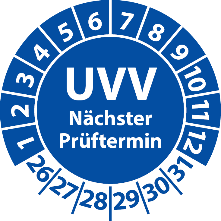 Prüfplaketten UVV Nächster Prüftermin - UVV-Plaketten