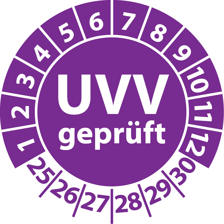 Prüfplaketten UVV Geprüft