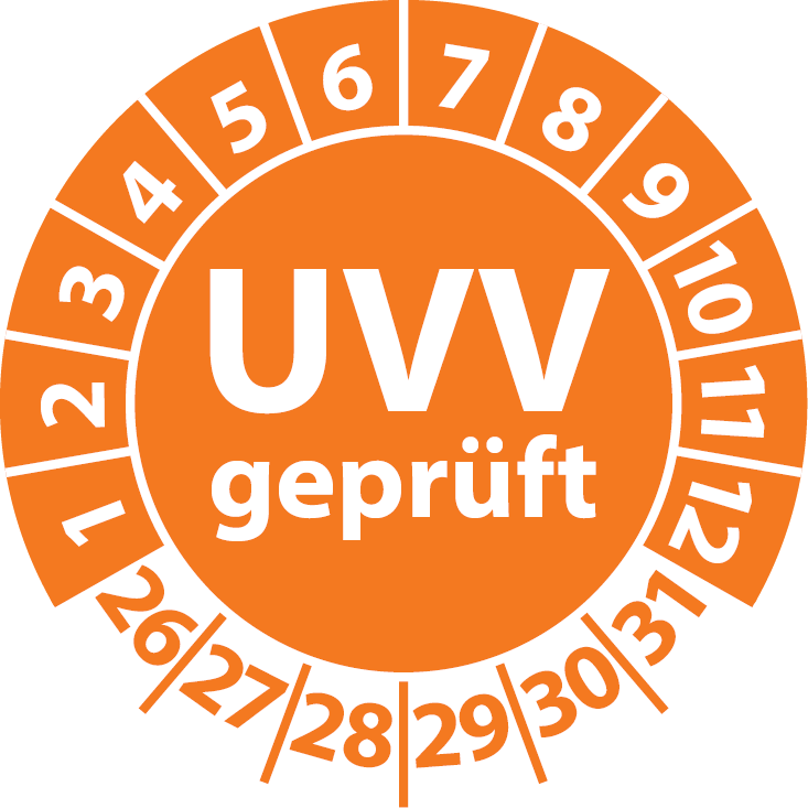 Prüfplaketten UVV Geprüft