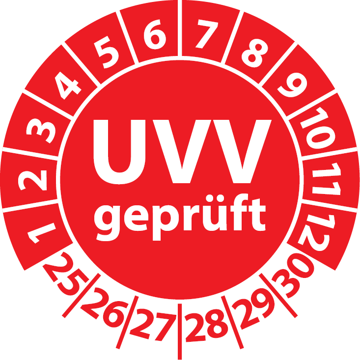 Prüfplaketten UVV Geprüft