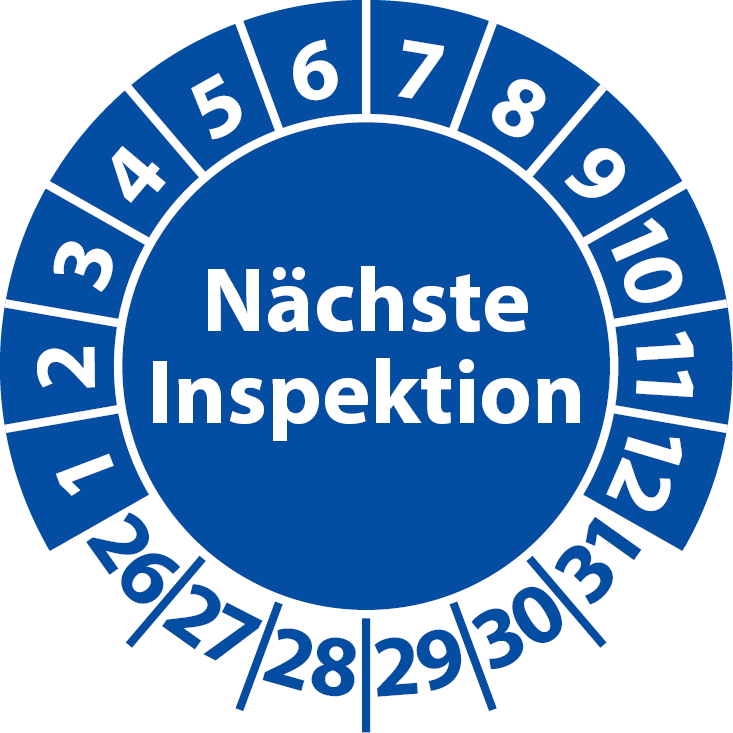 Prüfplaketten Nächste Inspektion