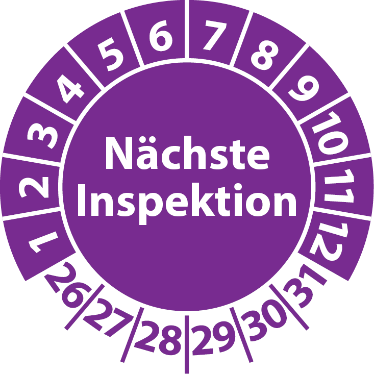 Prüfplaketten Nächste Inspektion