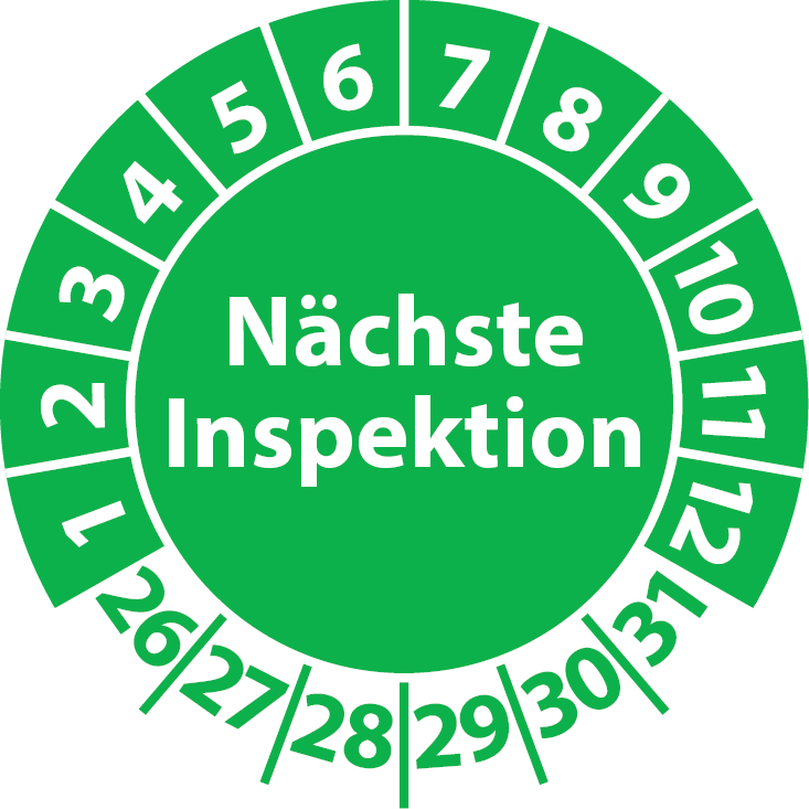 Prüfplaketten Nächste Inspektion