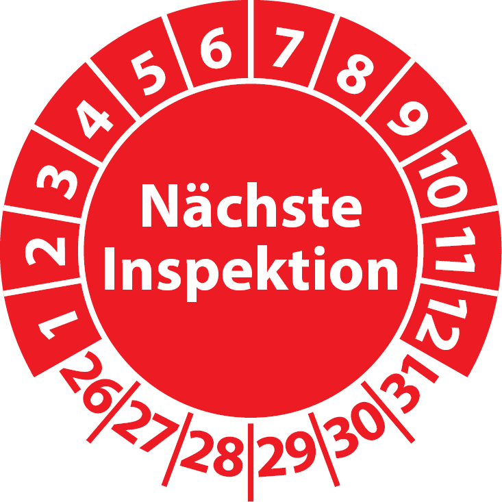Prüfplaketten Nächste Inspektion