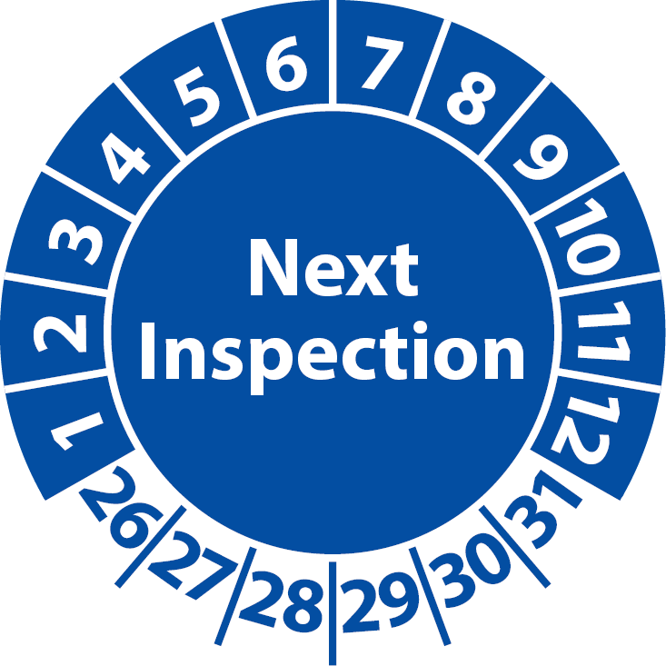 Prüfplaketten Next Inspection / Inspection-Sticker english