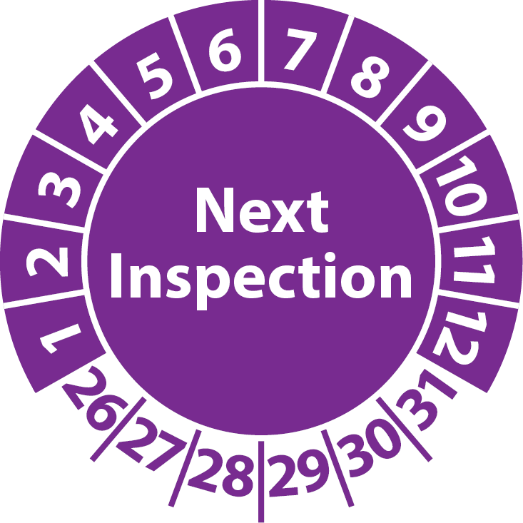 Prüfplaketten Next Inspection / Inspection-Sticker english