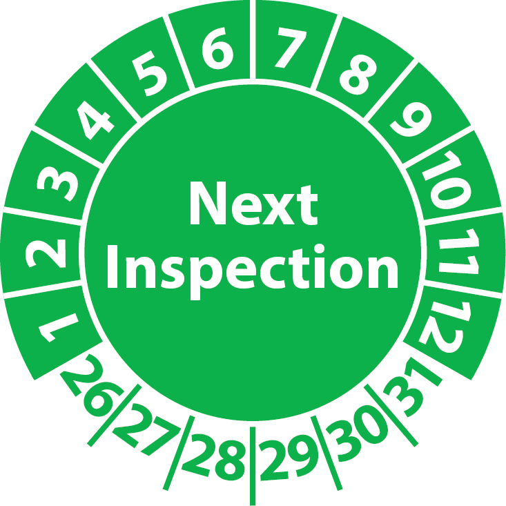 Prüfplaketten Next Inspection / Inspection-Sticker english