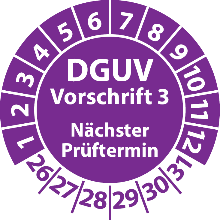 Prüfplaketten DGUV Vorschrift 3 Nächster Prüftermin - Aufkleber DGUV-V3