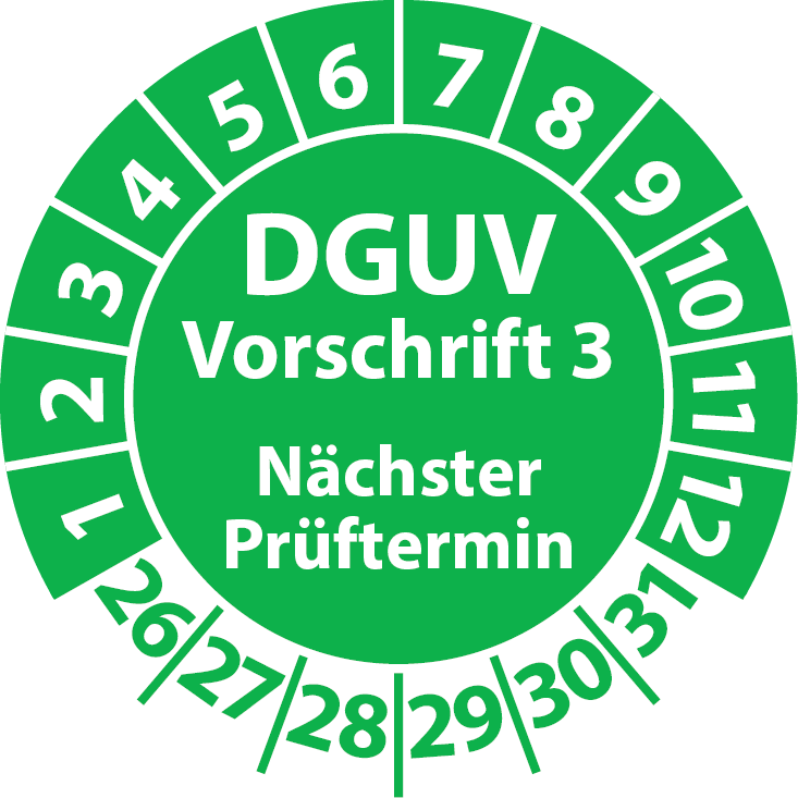 Prüfplaketten DGUV Vorschrift 3 Nächster Prüftermin - Aufkleber DGUV-V3