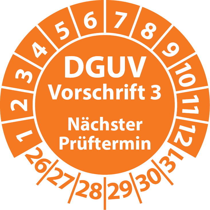 Prüfplaketten DGUV Vorschrift 3 Nächster Prüftermin - Aufkleber DGUV-V3