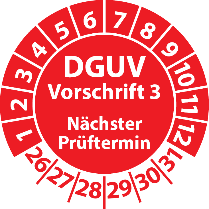 Prüfplaketten DGUV Vorschrift 3 Nächster Prüftermin - Aufkleber DGUV-V3