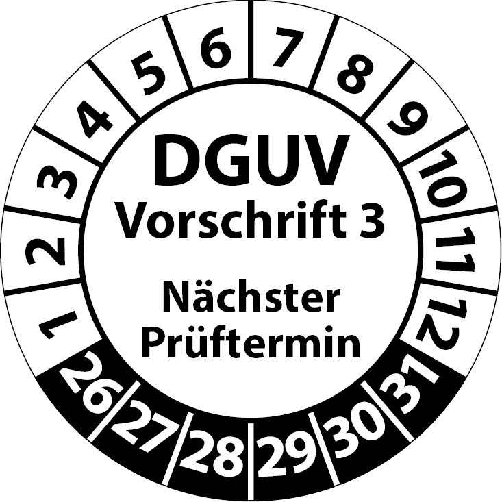 Prüfplaketten DGUV Vorschrift 3 Nächster Prüftermin - Aufkleber DGUV-V3