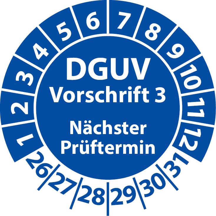 Prüfplaketten DGUV Vorschrift 3 Nächster Prüftermin - Aufkleber DGUV-V3