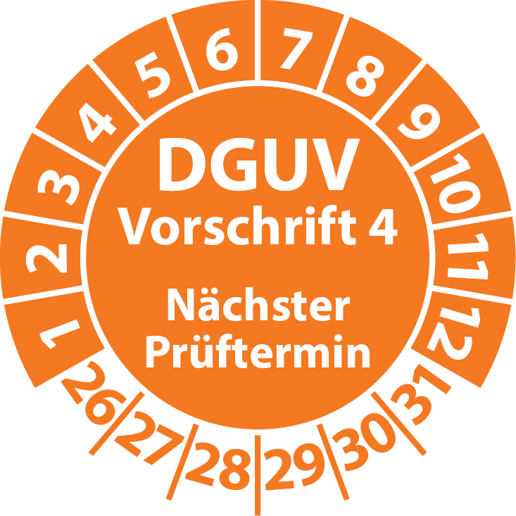 Prüfaufkleber DGUV Vorschrift 4 Nächster Prüftermin - Plakette DGUV-V4