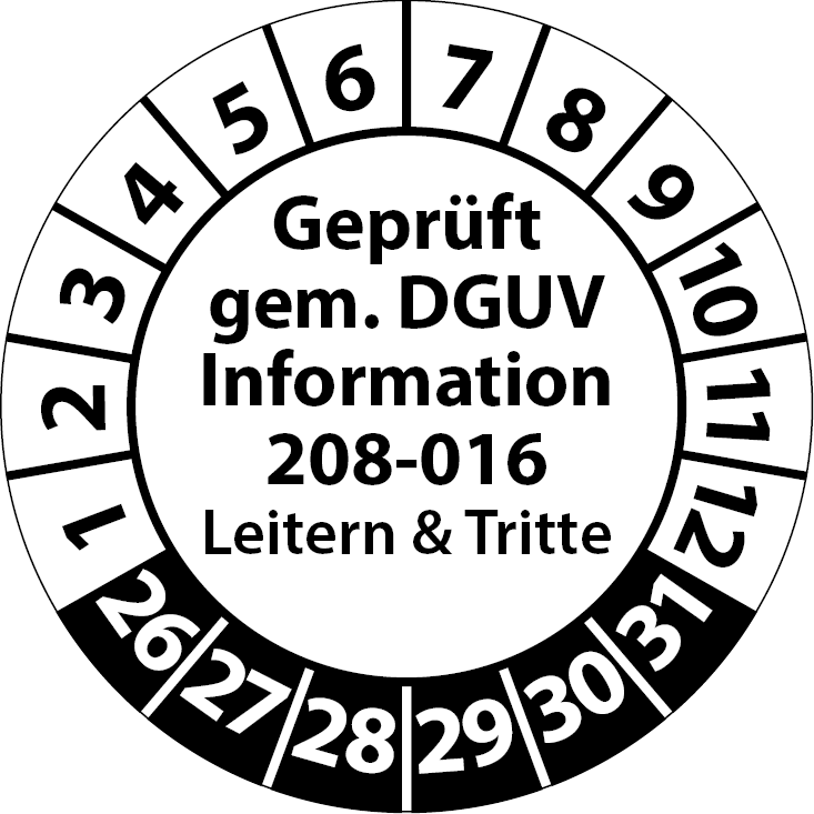 Prüfplaketten für Leitern und Tritte Geprüft gemäß DGUV Information 208-016