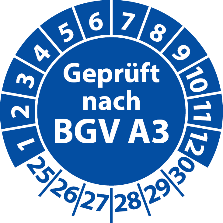 Prüfplaketten Geprüft nach BGV A3