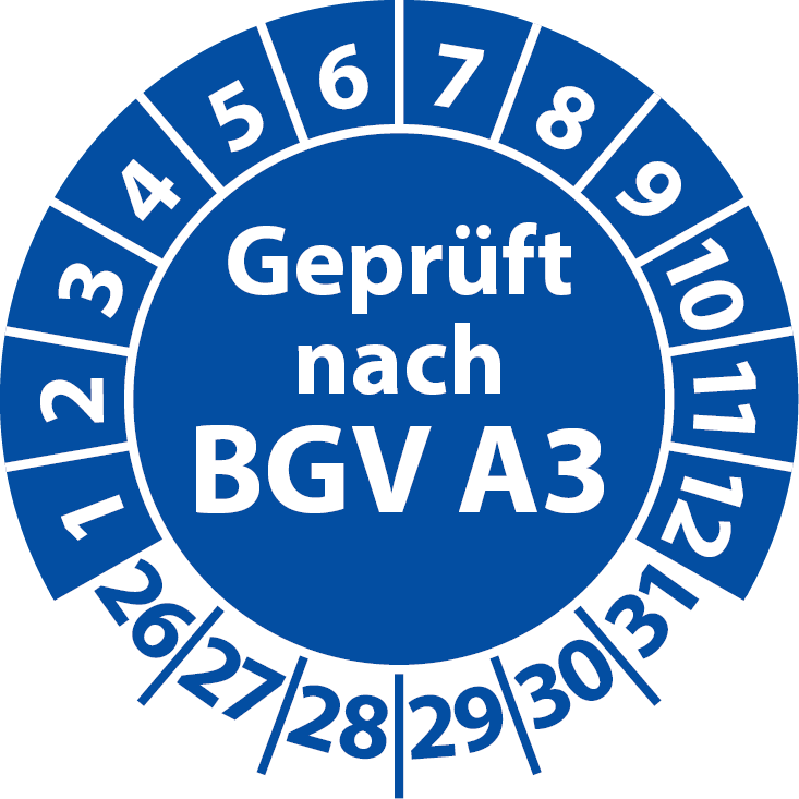 Prüfplaketten Geprüft nach BGV A3