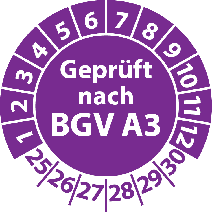 Prüfplaketten Geprüft nach BGV A3