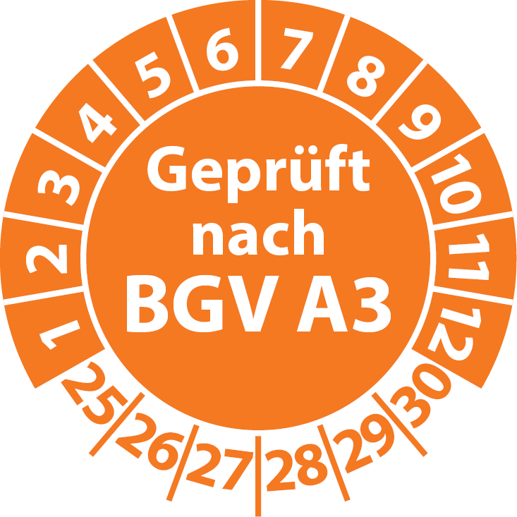 Prüfplaketten Geprüft nach BGV A3