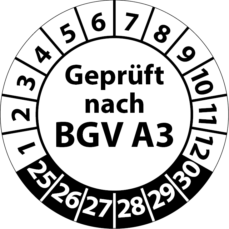 Prüfplaketten Geprüft nach BGV A3